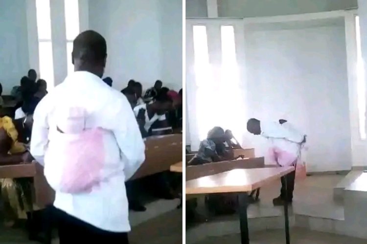 ATBU Lecturer Goes Viral for Selfless Act of Kindness, Calms Crying Baby So Mother Can Finish Exam