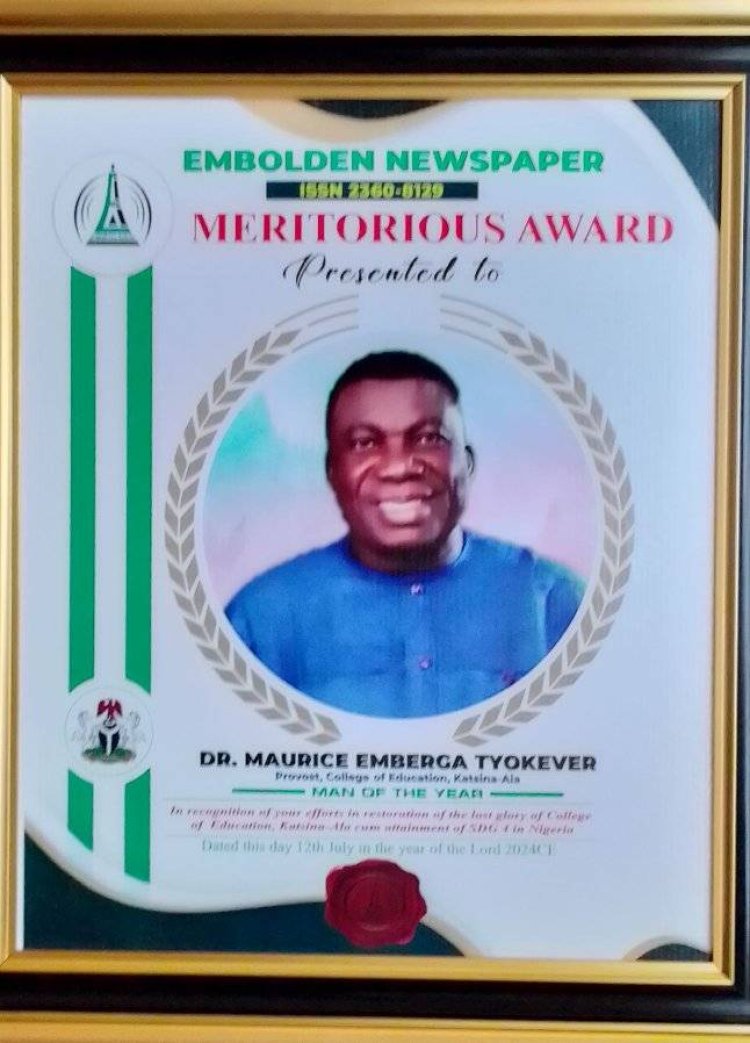 Dr. Maurice Emberga Tyokever of COE Katsina-Ala Named Personality of the Year