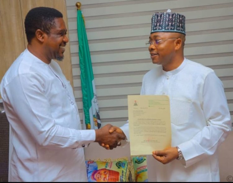 New FCE Pankshin Chairman, Hon. Funsho Olumoko, Presents Engagement Letter to Gov. Ododo