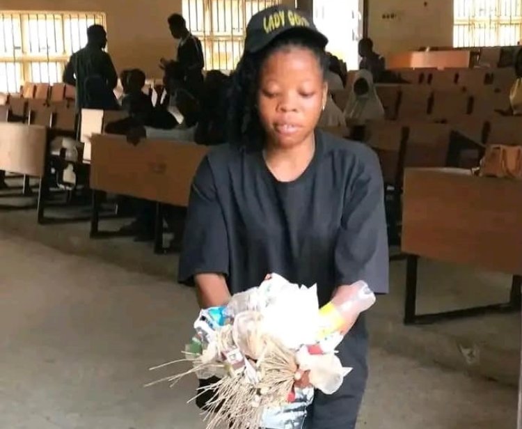 Federal Poly Bida SUG Aspirant Spotted Sweeping Lecture Halls as Elections Approach