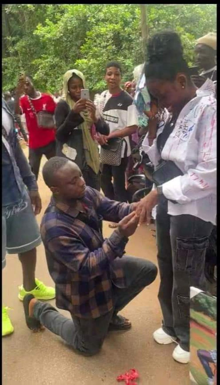 Na Me Sponsor You to University, So Let Me Tie You Down Before NYSC Take You From Me," Man Proposes at School Sign-Out Ceremony