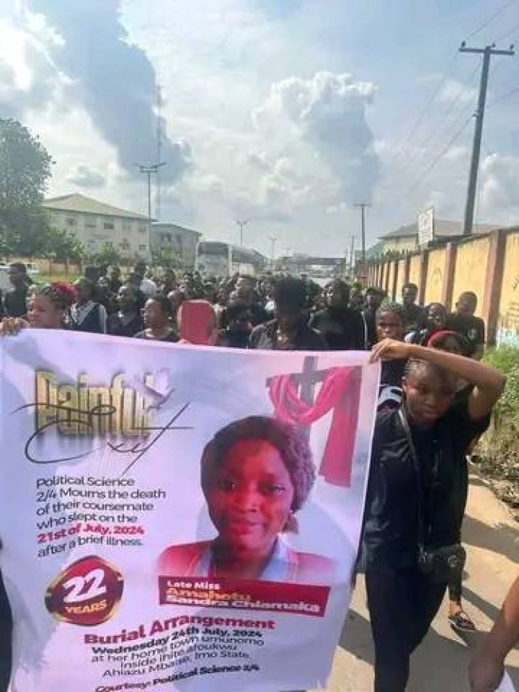 Tribute Procession Honors Departed 22-year-old Coursemate at Alvan Ikoku Federal University of Education, Owerri