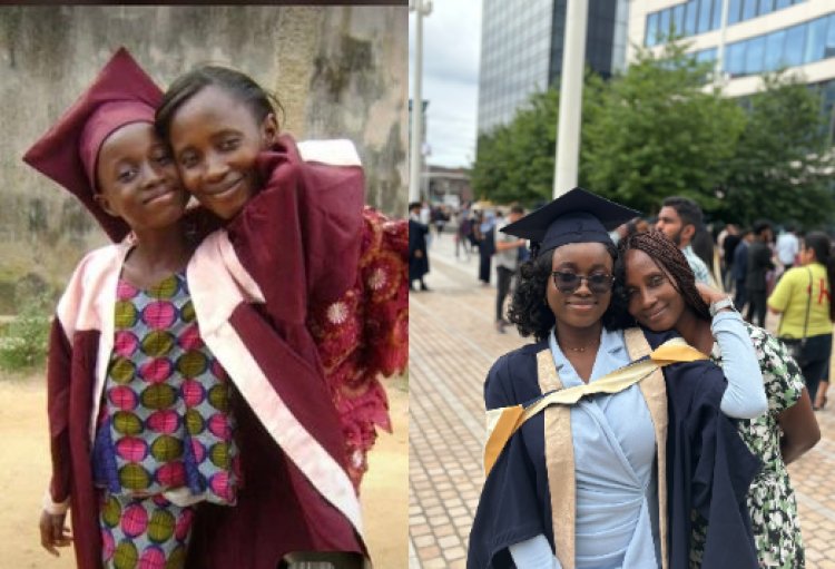 Nigerian Lady Recreates Primary School Graduation Photo with Her Mother As She Bags Master’s Degree