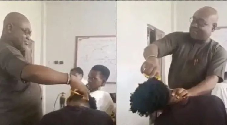 UNIZIK Lecturer Cuts Student's Hair During Class, Sparks Outrage