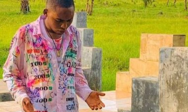 Touching Moment: Male Student Visits His Father's Grave After Signing Out