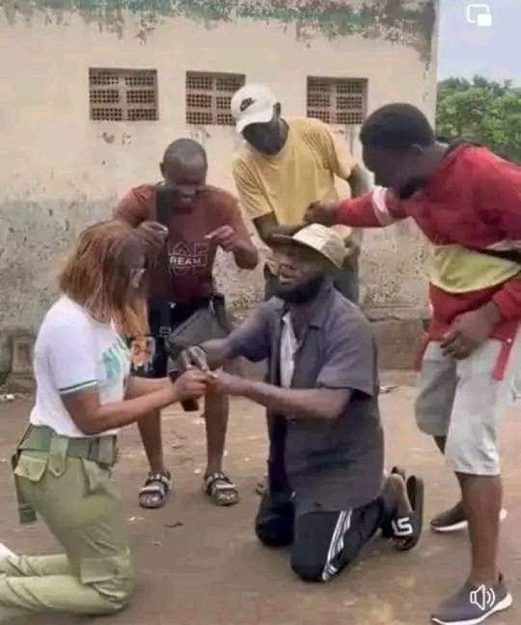 Female Corps Member Proposes to Roadside Mechanic Lover Who Supported Her Through University