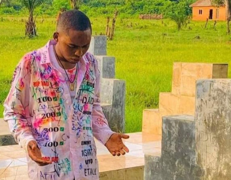 Touching Moment: Male Student Visits His Father's Grave After Signing Out