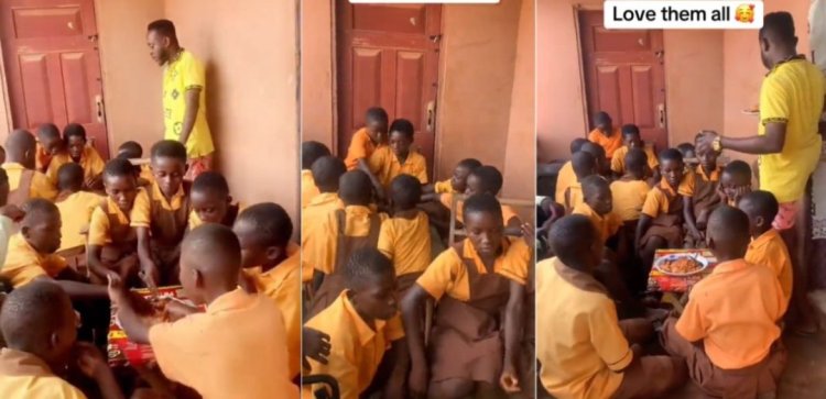 Ghanaian Teacher Uses Salary to Cook Rice and Chicken for Students