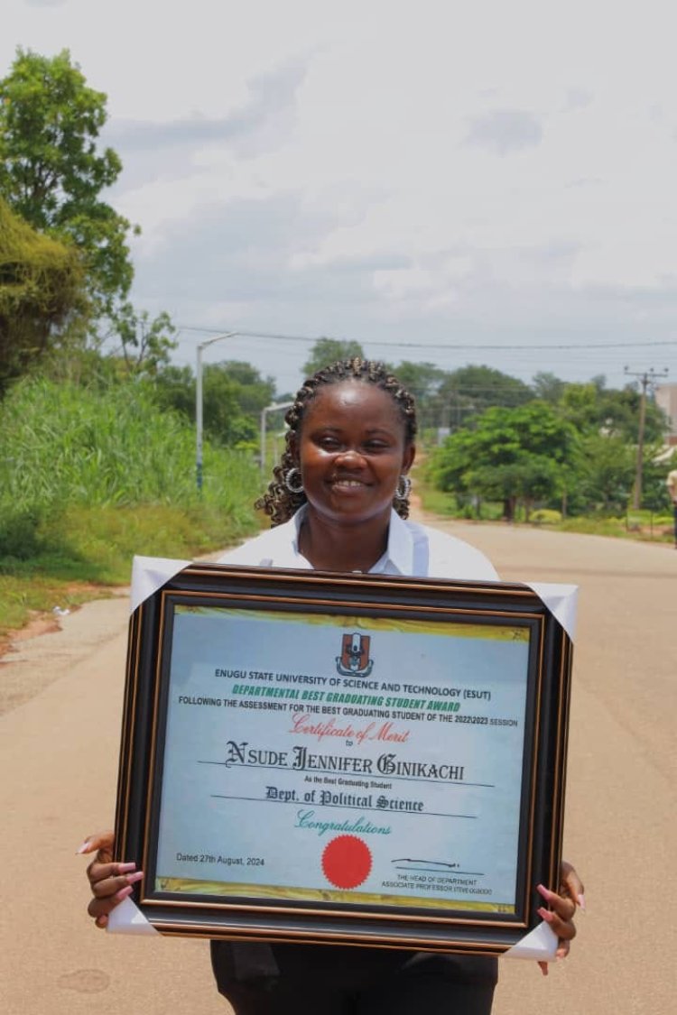 Excited Lady Takes to Facebook to Celebrate Award as BGS in Political Science at ESUT