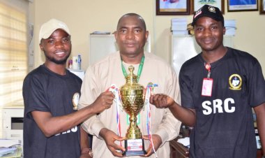 SRC FULAFIA Presents Trophy to Bursar’s Team for Volleyball Victory