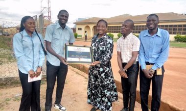 Merit Award Presented to Mrs. Dina Jinitmwa by Mass Communication Department  Plateau State Polytechnic, Jos Campus