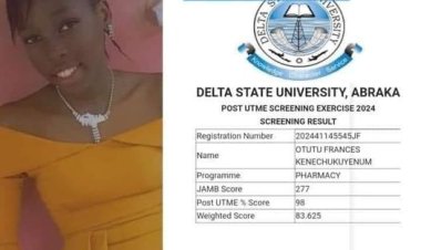Otutu Frances Tops DELSU Post-UTME with Record-Breaking 98% Score