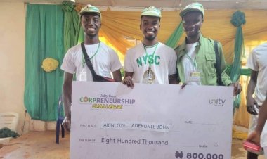 FUTA Alumnus John Akinloye Wins Unity Bank’s Entrepreneurship Competition at NYSC Orientation Camp