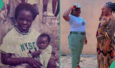 Nigerian Woman Recreates Childhood NYSC Photo with Her Mother as She Embarks on Her Own Service