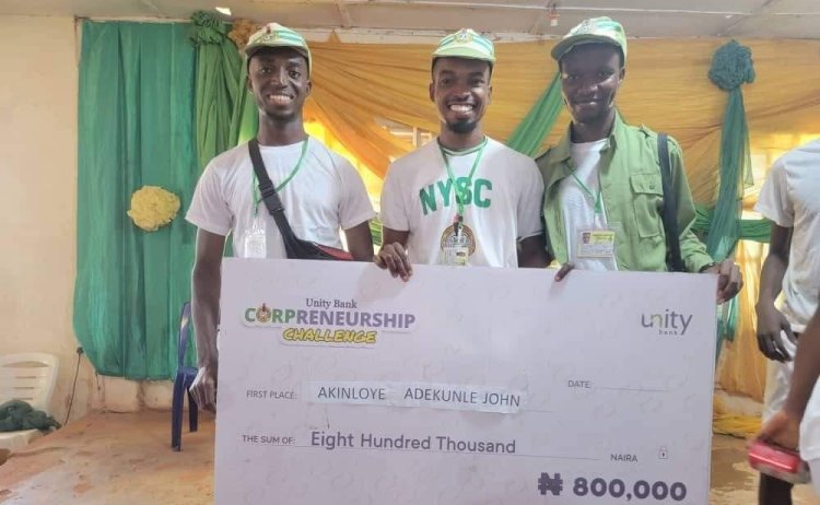 FUTA Alumnus John Akinloye Wins Unity Bank’s Entrepreneurship Competition at NYSC Orientation Camp