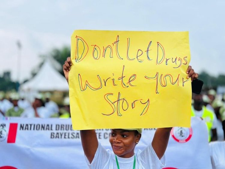 Corps Members and Camp Officials Rally Against Drug Abuse at NYSC Orientation Camp, Bayelsa State