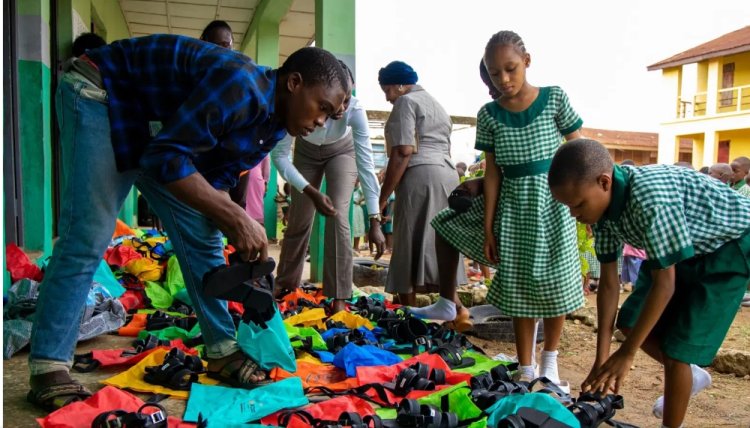 Firm Enhances Academic Excellence in Oyo with Footwear and Bag Donations