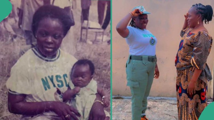 Nigerian Woman Recreates Childhood NYSC Photo with Her Mother as She Embarks on Her Own Service