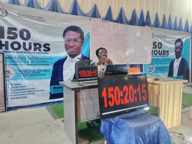 Osun Lecturer, Dr. Nsikak Akpan, Breaks World Record with 150-Hour Marathon Lecture