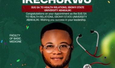 Eze Henry Ikechukwu Appointed as SUG Special Adviser to Health Relations at Ebonyi State University