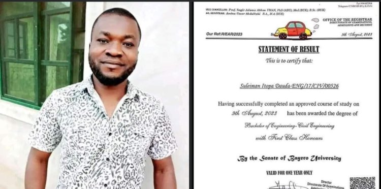 Kogi Native Daud Suleiman Graduates with First-Class in Civil Engineering from Bayero University Kano