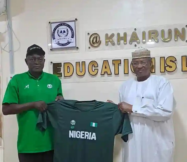 Nigeria's Under-18 Basketball Team Coach Pays Courtesy Visit to Khalifa Isyaka Rabi'u University Vice-Chancellor