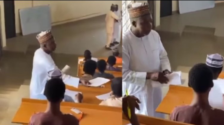 FUBK VC Spotted in Exam Hall Sharing Answer Sheets and Invigilating Students