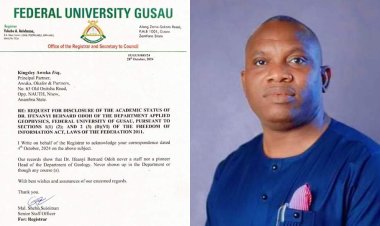 Federal University Gusau Clarifies Academic Status of Dr. Ifeanyi Bernard Odoh