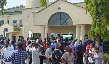 FUOYE Students Protest at FERMA Office Over Dangerous Road Conditions, Demand Immediate Action