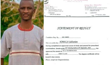 Salvation Habila Emerges Best Graduating Student with First Class in Mathematics at Adamawa State University