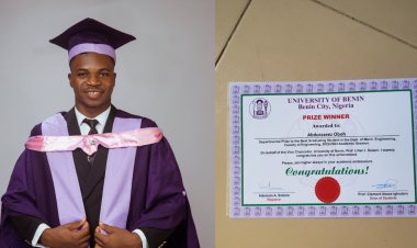 Abdulrazeez Oboh Emerges Best Graduating Student of 2022/2023 Academic Session, Department of Mechanical Engineering, University of Benin
