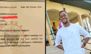 Akwa Ibom State University Graduate Bags First Class in Mathematics