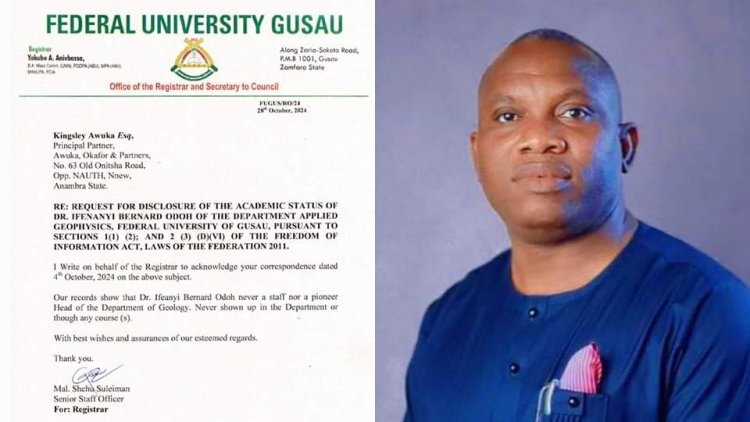 Federal University Gusau Clarifies Academic Status of Dr. Ifeanyi Bernard Odoh