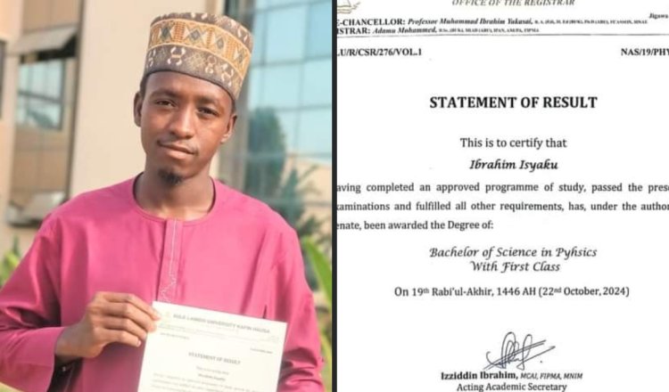 Sule Lamido University Graduate Ibrahim Isyaku Achieves First-Class in Physics