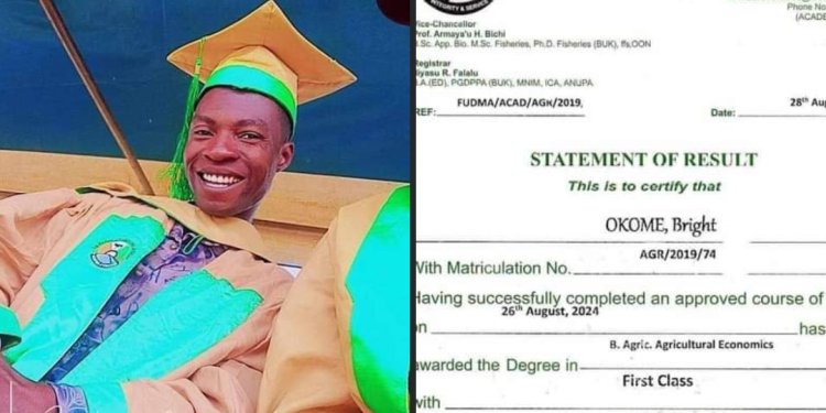 Federal University Dutsin-Ma's Okome Bright Graduates with 4.75 CGPA in Agricultural Economics