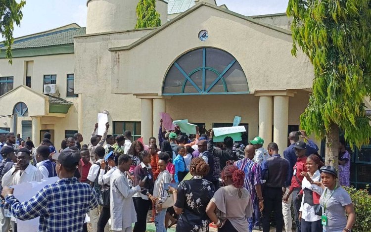 FUOYE Students Protest at FERMA Office Over Dangerous Road Conditions, Demand Immediate Action