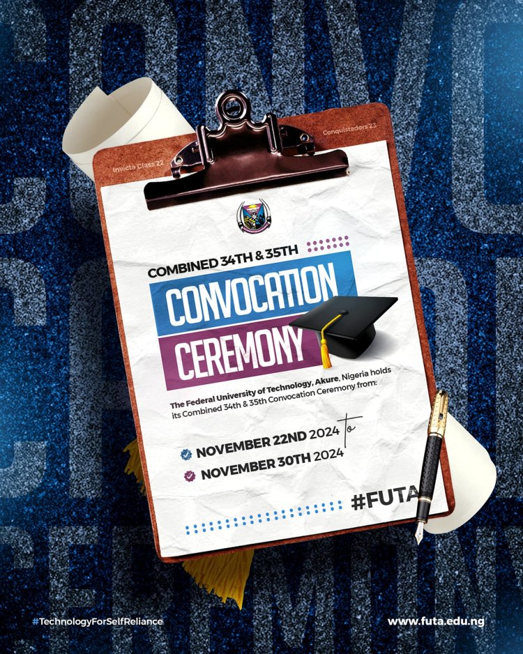 FUTA Gears Up for Combined 34th and 35th Convocation Ceremonies