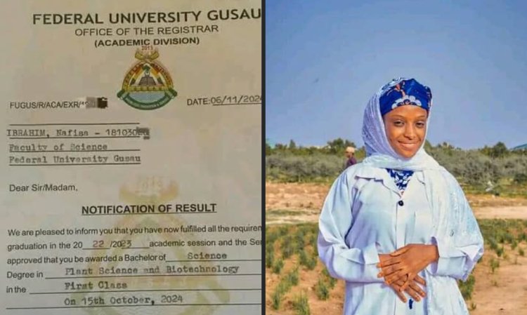 Federal University of Gusau’s Nafisa Ibrahim Shines with 4.50 First-Class Degree