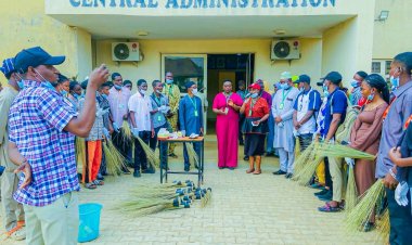 Federal University Lafia Student Integrity Club Participates in Monthly Sanitation Exercise