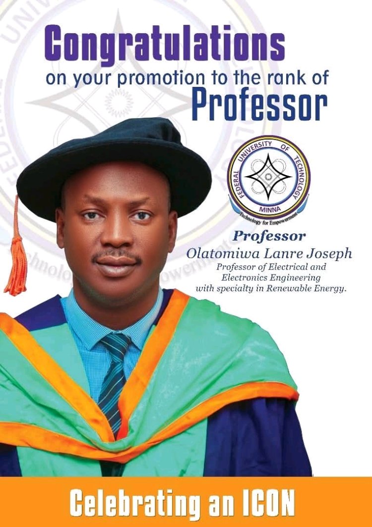 Federal University of Technology Minna Congratulates Professor Olatomiwa Lanre Joseph On Promotion