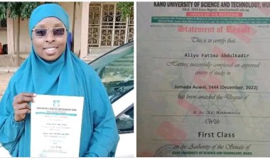 Meet Aliyu Fatima AbdulKadir who graduated with First Class in Mathematics (Ed) from ADUSTECH