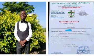 Duger Tobias Aver Emerges as First Class Graduate and Best Student in Agricultural Economics