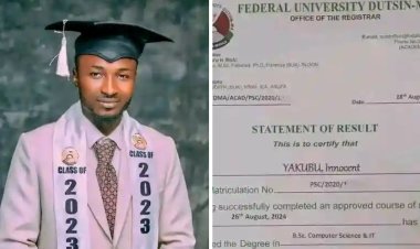 FUDMA Graduate Yakubu Innocent Achieves Academic Excellence with First Class in Computer Science