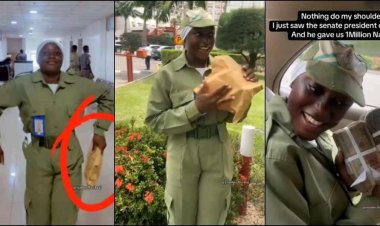 NYSC Member Goes Viral After Alleged N1M Gift from Senate President