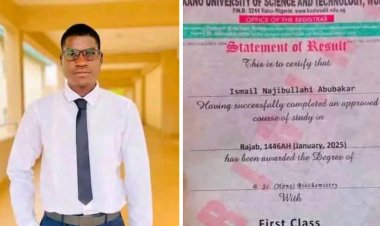 Aliko Dangote University Graduate Ismail Najibullahi Abubakar Achieves First-Class Honors In Biochemistry