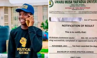 UMYU SUG President Abubakar Charanchi Achieves First Class Honours Despite Leadership Responsibilities
