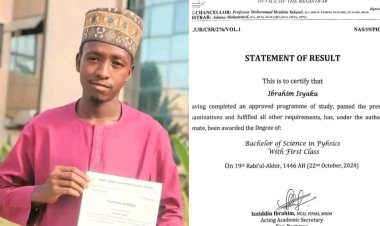 Sule Lamido University Graduate Ibrahim Isyaku Achieves Academic Excellence With 4.71 CGPA in Physics