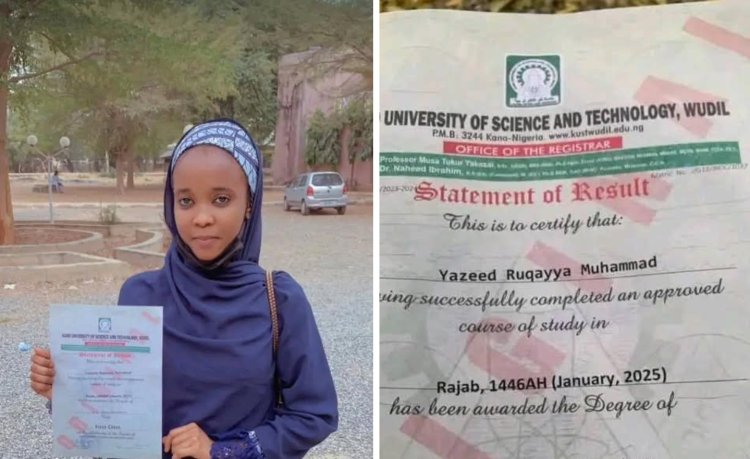 Aliko Dangote University Graduate Ruqayya Muhammad Yazeed Achieves Outstanding Success