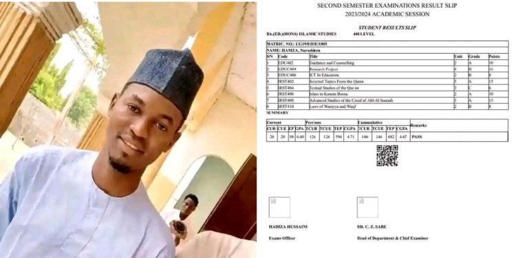Gombe State University Graduate Nuraddeen Hamza Gambo Achieves First-Class Degree in BA. Ed Islamic Studies