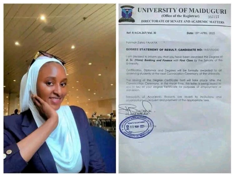 University of Maiduguri Student Fatima Yahaya Breaks Five-Year Drought with First-Class Honors